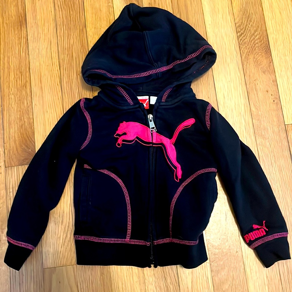 PUMA Girls 2T Black & Pink Zip Up  Sweatshirt